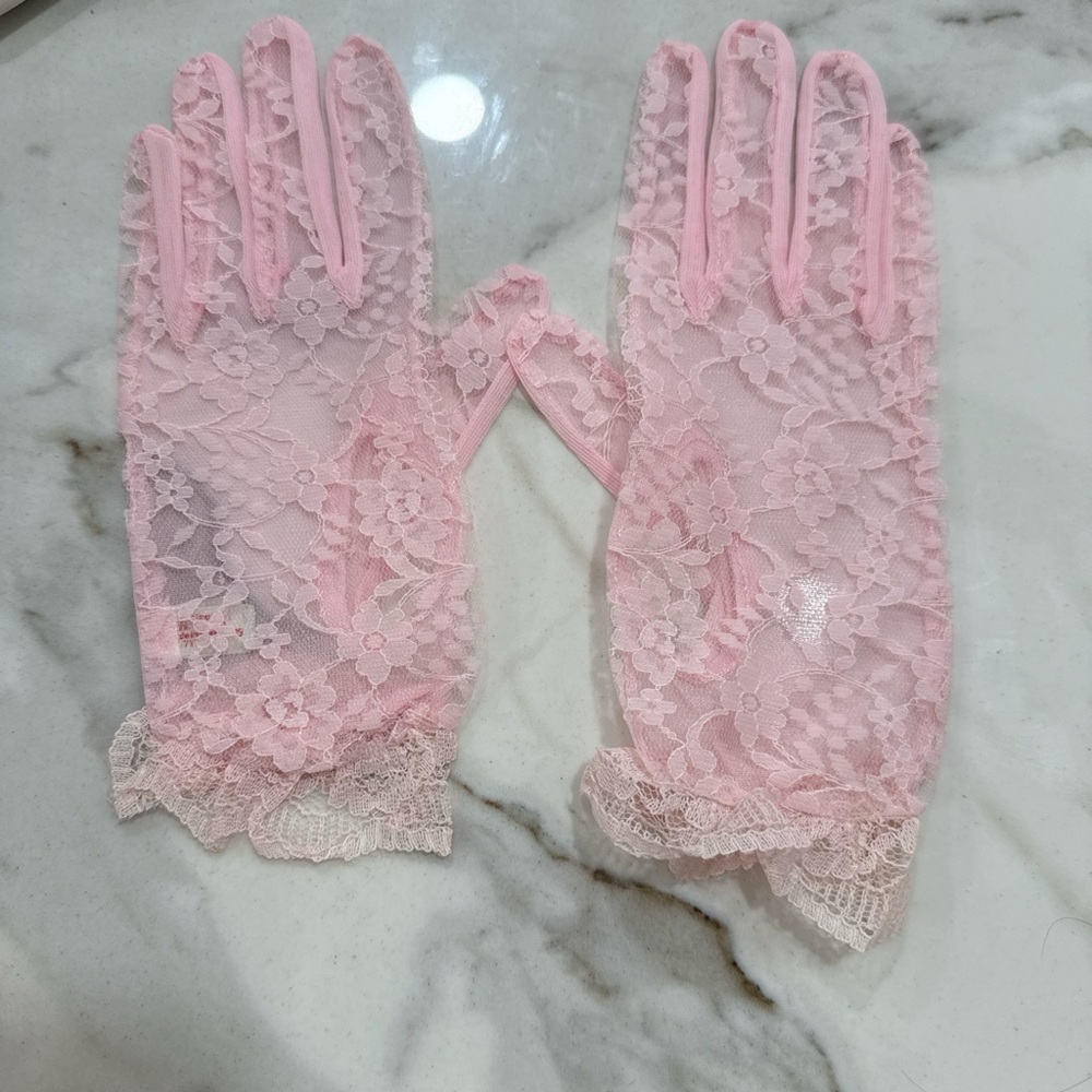 1960s vintage gloves - Pink Lace